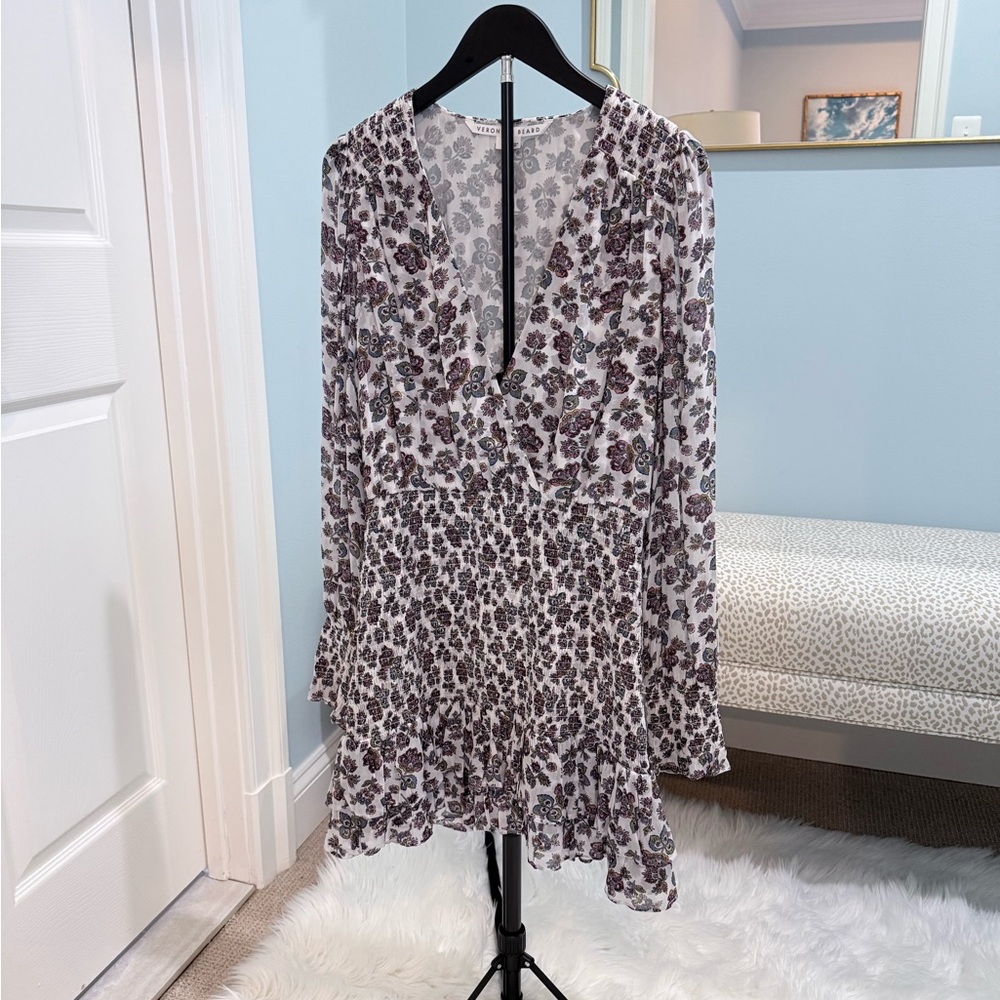 Veronica Beard Multicolor Floral V-Neck Dress